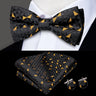 Hi-Tie Marque Soie Pré-noué Homme Nœud Papillon Mouchoir Boutons de Manchette Ensemble Nœud Papillon pour Homme Jacquard Solide Cachemire Floral Mariage Cadeau d'Affaires
