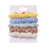 5Pcs/Set Simple Solid Color Elastics Hair Ties for Women Thick Hair Soft No Hurt Hair Ponytail Holder Hair Rope Hair Accessories
