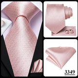 Hi-Tie Cravate de mariage en soie pour homme, motif cachemire, couleur unie, rose, corail, design tendance, qualité, mouchoir, bouton de manchette, fête d'affaires
