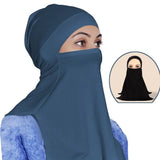 Abaya pour musulmane en coton modal, masque facial, couleur unie, confortable, pull pour femme, chapeau fendu, capuche, turban, écharpe, châle