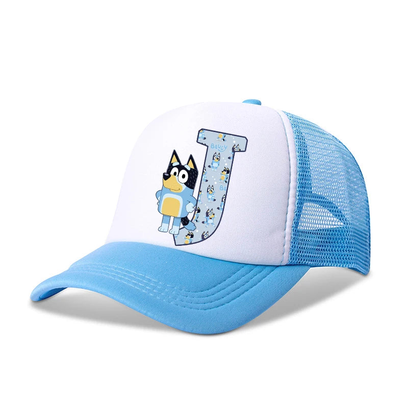 Casquette de baseball Blueyi Bingo pour enfants, motif dessin animé AZ, imprimé lettres, chapeau de soleil, casquettes d'été décontractées, casquettes Kawaii à visière réglable, cadeau pour enfants