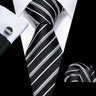 Cravate de luxe pour homme, ensemble de boutons de manchette et mouchoir en soie à rayures rouges, style business, Barry.Wang, accessoire tendance pour mariage, fête, décontracté