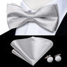 Hi-Tie Jacquard Silk Nœud papillon pour homme, ensemble de boutons de manchette et mouchoir, nœud papillon pré-noué, noir, blanc, gris, bleu, rouge, vert, rose, violet