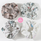 3/4Pcs Sweet Printed Elastics Hair Bands Women Girls Simple Scrunchies Korean Pink Mesh Hair Ties Ponytail Hair Accessories