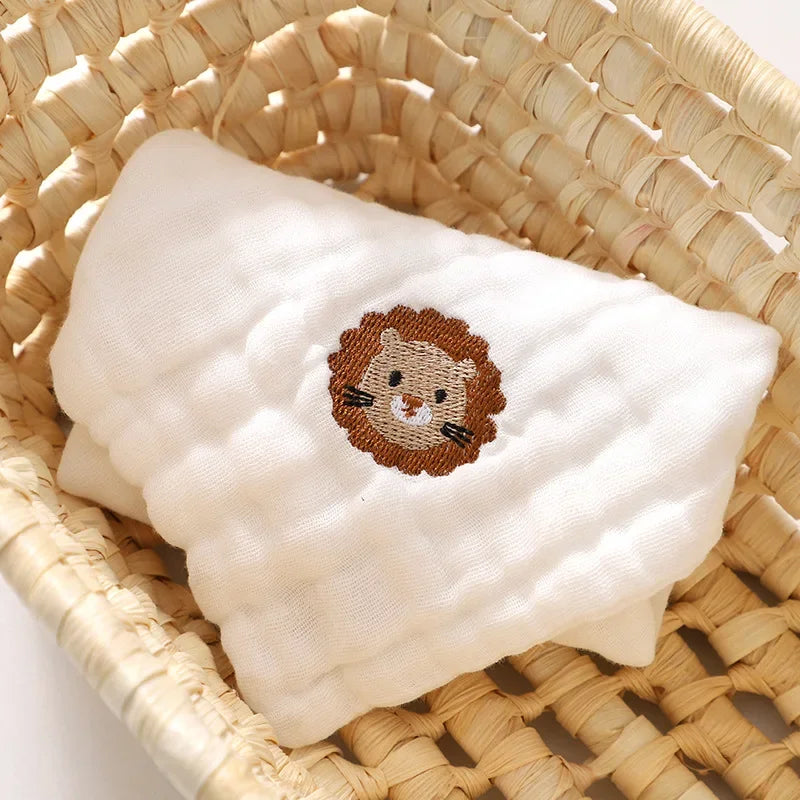 Serviettes de salive pour bébé en coton brodé à 6 couches, lingettes pour les mains et le visage, bavoir pour nouveau-né, mouchoir pour enfant, gant de toilette doux pour tout-petit