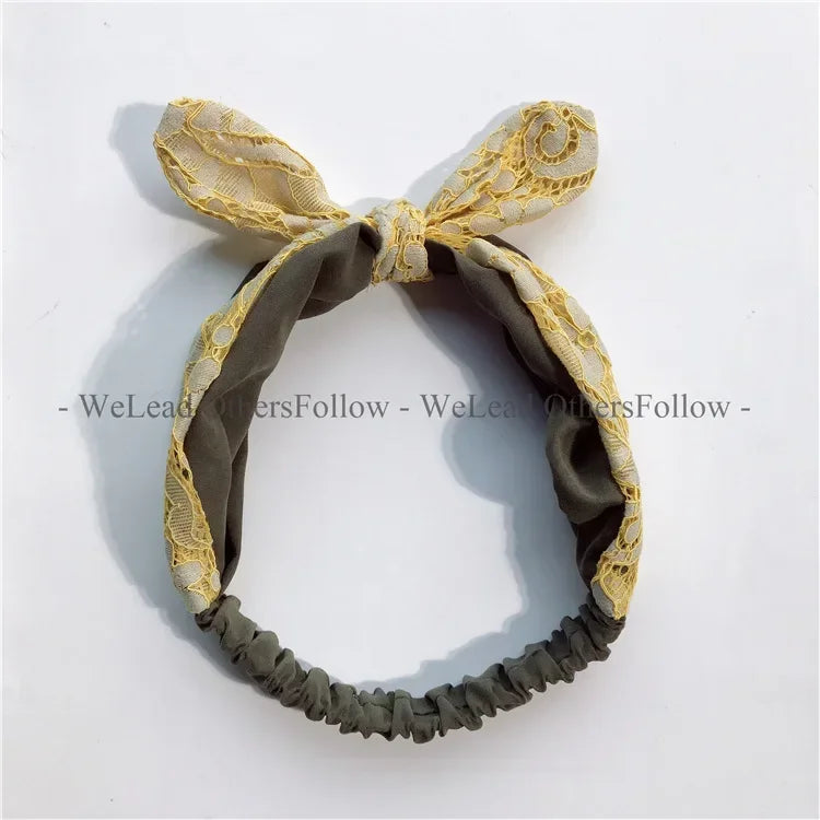Clearance Fresh Colorful Turban Headbands Women Spring Summer Chiffon Headband Head Wrap Wide Lattice Hairband Hair Accessories