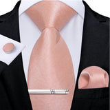 Ensemble cravate homme en soie à rayures roses, motif floral, motif cachemire uni, 8 cm, mouchoir, boutons de manchette, accessoires de mariage, de bal, cravate