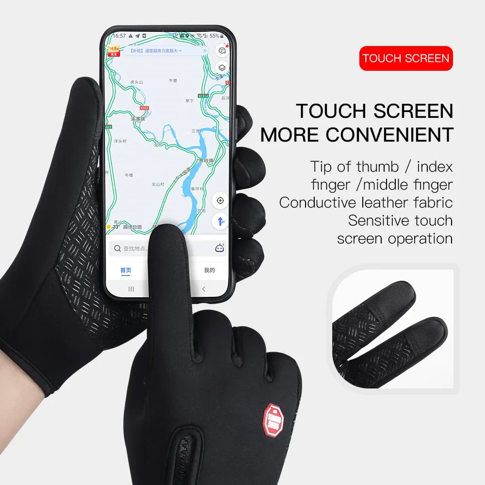 Touchscreen Fleece Warm Gloves Outdoor Cycling Driving Waterproof Cold Gloves Windproof Non Slip Womens Men Winter Ski Glove
