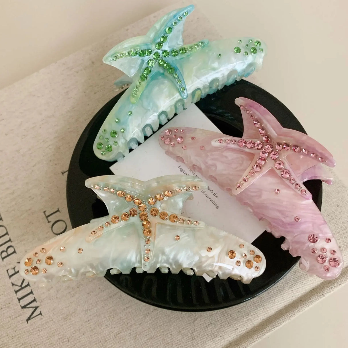 Pince à cheveux YHJ en forme d'étoile de mer pour femme, pince à cheveux en acétate et strass, bijoux de vacances, pince à cheveux tendance, accessoires pour cheveux