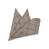 Cotton Classic Plaid Striped Pocket Square 24cm Hankies Brown Suit Party Daily Wear Handkerchief Tuxedo Gift Accessory For Man