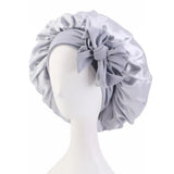 Women Shower Cap Sleeping Satin Bonnet Lace-up Bow Waterproof Women Braids Curly Night Hat Beauty Parlor Cap Salon Hat