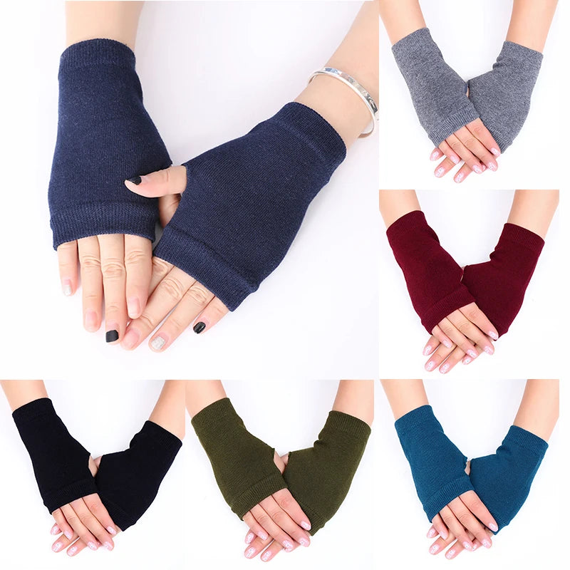 Mitaines sans doigts de couleur unie pour femme, mitaines d'hiver chaudes, manches tricotées, fines, décontractées, douces, pour filles, vêtements gothiques, punk, gothiques