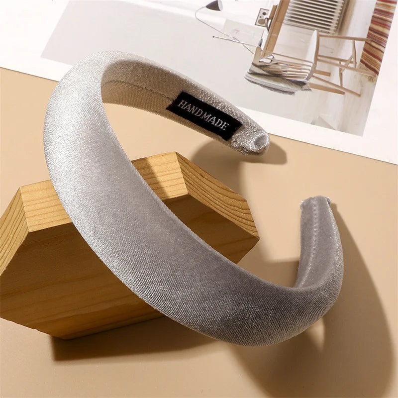 Autumn Winter Soft Velvet Cloth Sponge Padded Hairbands for Women Girls Casual Shopping Face Washing Dress Up Hair Accessories