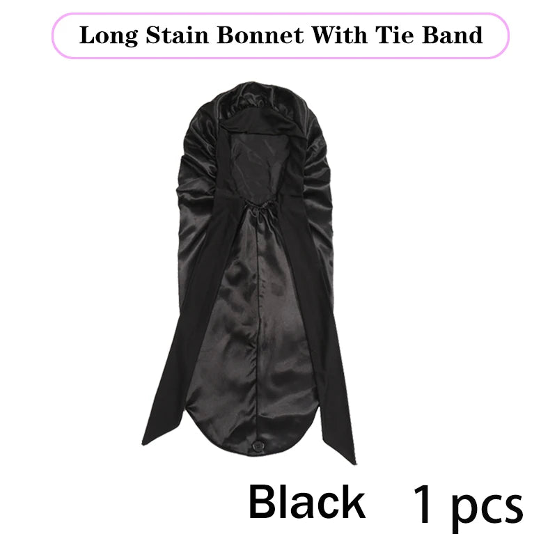 Soft Silky Long Satin Bonnet For Natural Hair And Curly Hair Extra Large Size Hair Cap With Tie For Comfortable Night Sleep 1Pcs