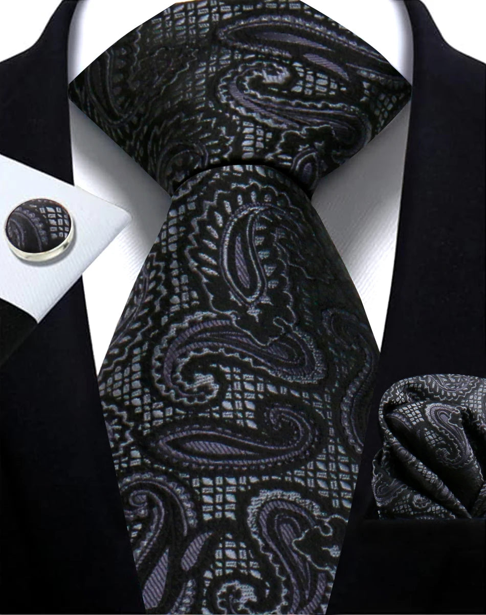 Cravate homme Paisley Jacquard tissé 8 cm formelle affaires mariage cravate poche carré ensemble costume cravate haute qualité fait main Gravata