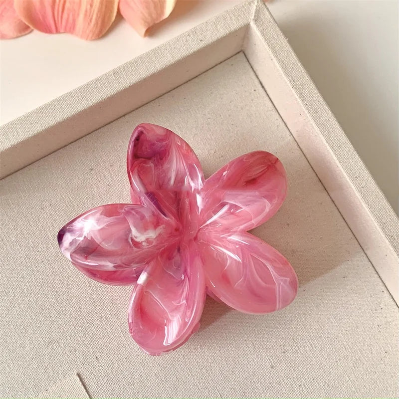 Summer Ice Transparency Pink Green Egg Flower Scratch Clip Shark Clip Sweet Fresh Marbled Plate Hair Clip Hair Scratch