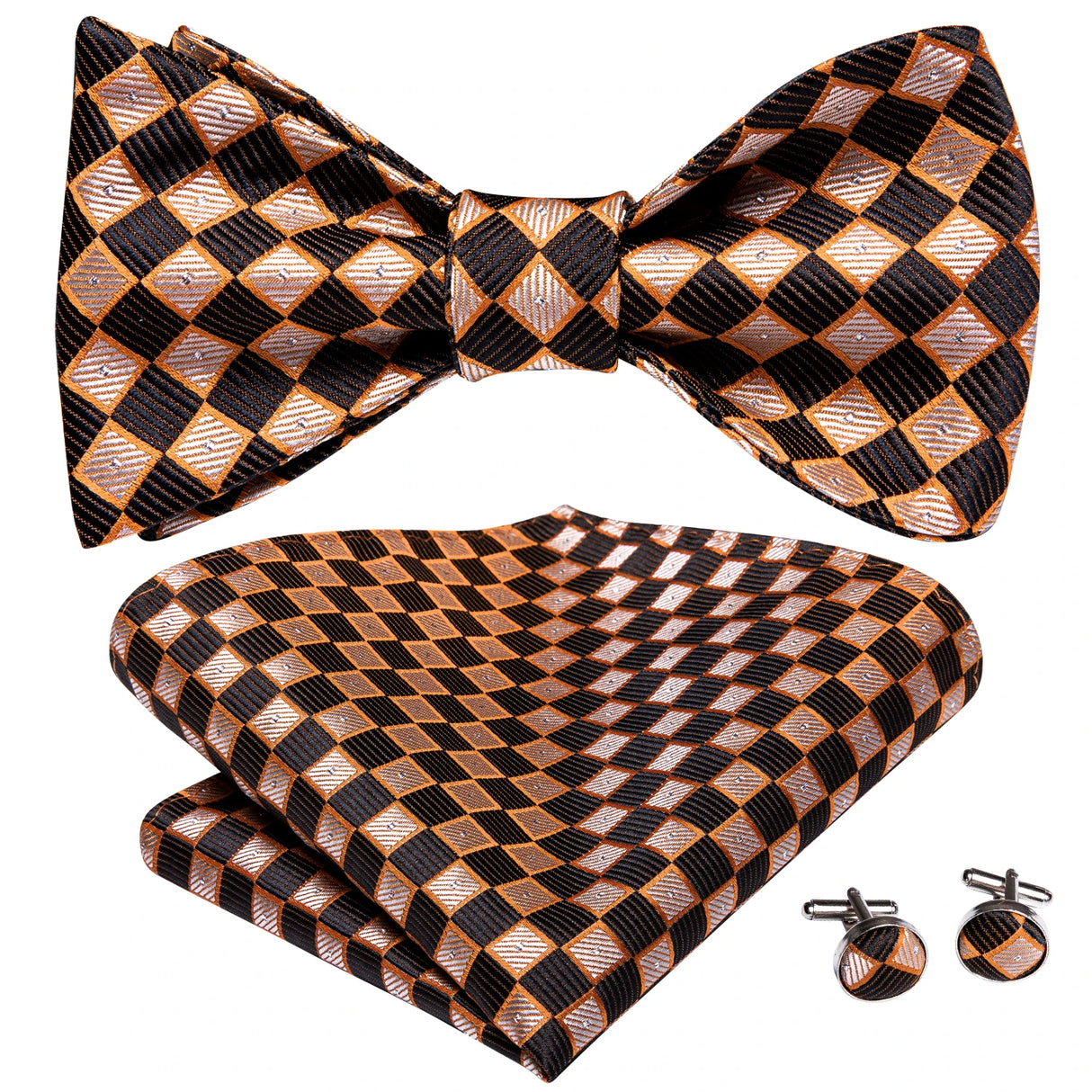Dropshipping Jacquard Silk Mens Self Bow Tie Hanky Cufflinks Set Male Butterfly Knot Bowtie Wholesale for Male Wedding Business