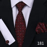 Cravate pour homme classique à carreaux, mouchoirs, cravate rouge, boutons de manchette pour homme, chemisier, affaires, mariage, accessoires, collier pour femme, cadeau pour homme