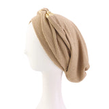 New African Headband Turban Cap Muslim Fried Dough Twists Braid Head Cap Islamic Chemo Hair Care Hats Beanie Headscarf