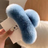 Vintage Women Large Real Otter Rabbit Plush Hair Clip Korea Autumn and Winter Elegant Shark Claw Girl Sweet Hair Accessories