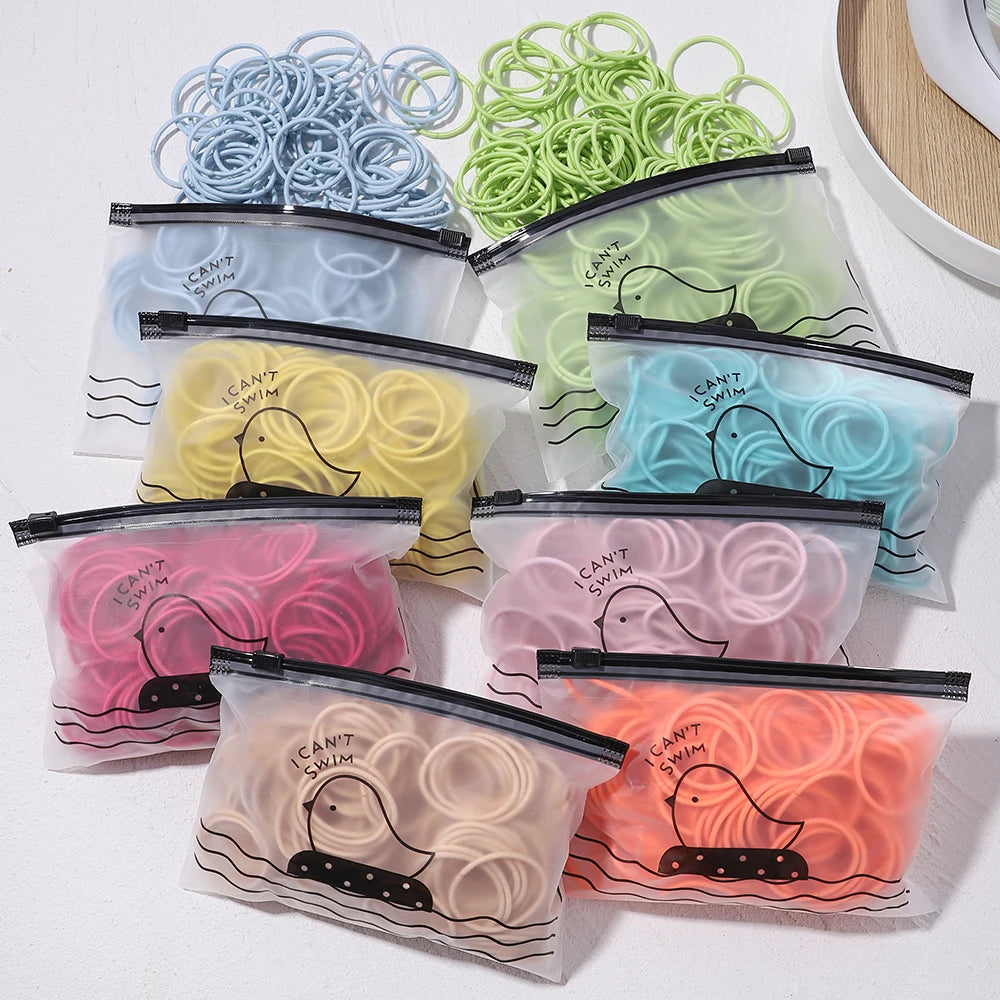 Lot de 50 bandeaux élastiques en caoutchouc pour cheveux, style macaron, très élastiques, durables, pour queue de cheval haute, pour femmes et enfants