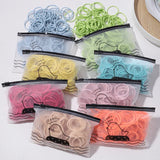 Lot de 50 bandeaux élastiques en caoutchouc pour cheveux, style macaron, très élastiques, durables, pour queue de cheval haute, pour femmes et enfants