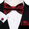 Barry.Wang 100 Colors Silk Mens Self Bowtie Jacquard Paisley Floral Butterfly Bow Tie Hanky Cufflinks For Men Wedding Business