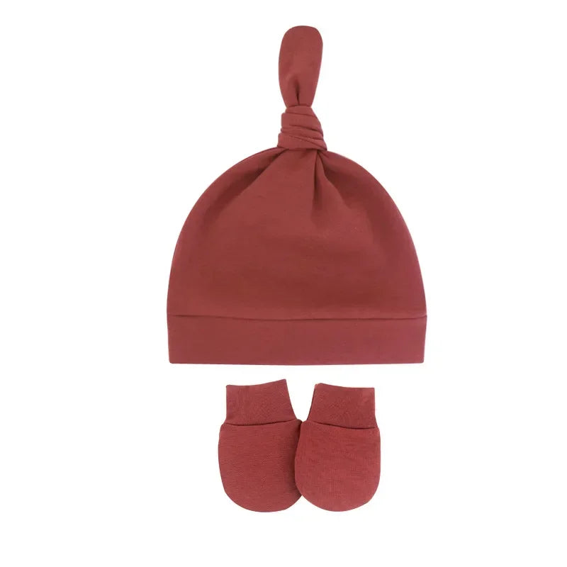 Bonnet pour nouveau-né avec gants, bonnet chaud en coton pour enfants, accessoires pour enfants, bonnet de nuit pour bébés de 0 à 6 mois, automne et hiver