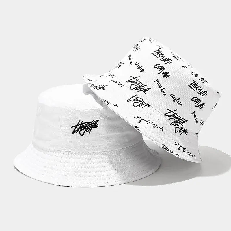 Hats, Female Letters, Fisherman's Hats, Trendy Casual And Versatile, Double-Sided Basin Hats, Men's Sunhats In All Seasons