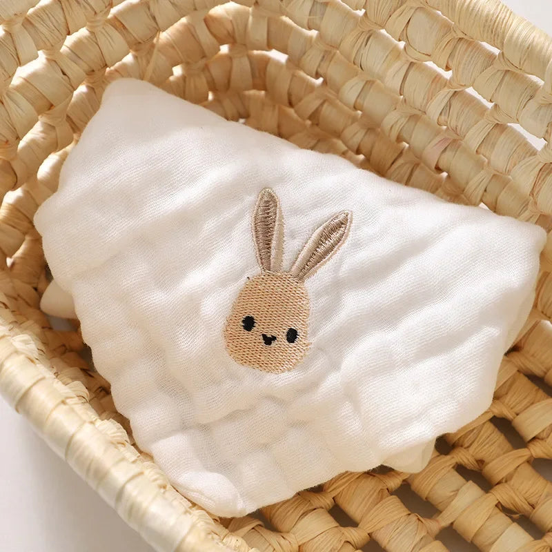 Serviettes de salive pour bébé en coton brodé à 6 couches, lingettes pour les mains et le visage, bavoir pour nouveau-né, mouchoir pour enfant, gant de toilette doux pour tout-petit