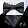 Hi-Tie Ensemble nœud papillon en soie pour homme, mouchoir et boutons de manchette, bleu, rouge, or, noir, blanc, jacquard, nœud papillon, mariage, affaires