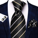 Cravates pour hommes 2023, nouvelle mode pour hommes, 8,5 cm, pochette, boutons de manchette, accessoires de mariage, créateur de cravates Hi-Tie, vente en gros