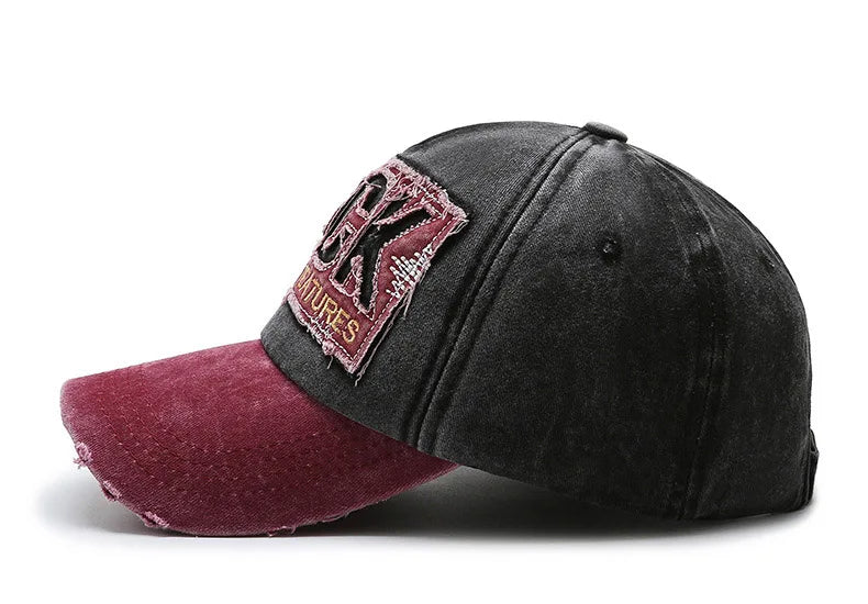 Korean version washed letters spring and autumn men's and women's fashion shabby denim baseball cap sunhat Official Website