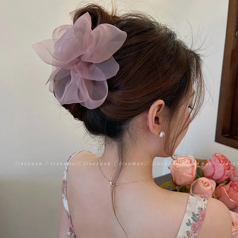 Pince à cheveux en maille pour femme, élégante, en forme de nœud, accessoire pour cheveux, cadeau idéal