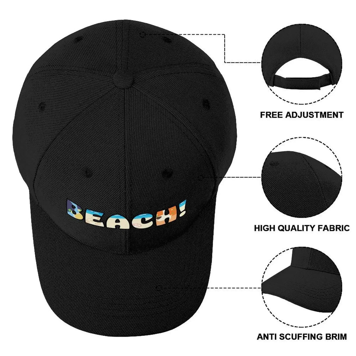 BEACH! Baseball Cap Golf Wear Sunscreen tea Hat Snap Back Hat Women Hats Men's