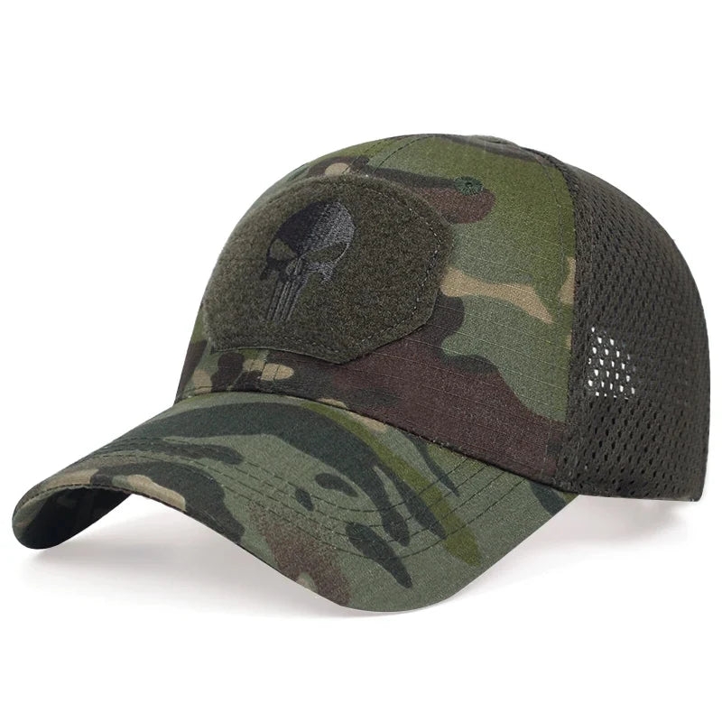 Unisex Skull Embroidered Top with Patch Breathable Baseball Caps Spring and Autumn Outdoor Adjustable Casual Hat Sunscreen Hat