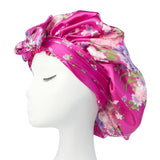 Bonnet en satin doux et soyeux pour femme, grand bonnet de nuit avec long ruban de satin, bandeau large et réglable