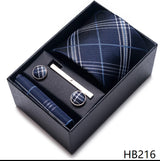 Cravate pour homme, tout nouveau style, cadeau de mariage, ensemble de pochettes, boîte à cravates, accessoires de costume noirs pour hommes