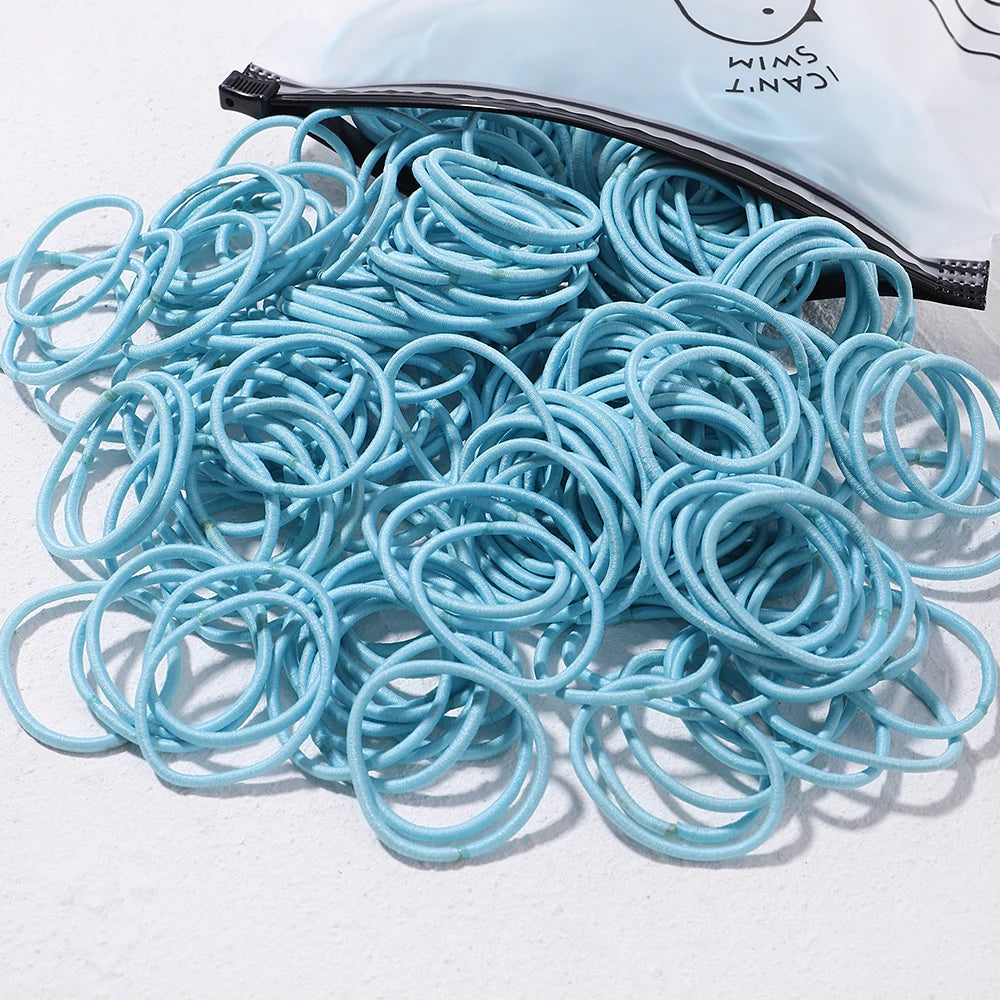 Lot de 50 bandeaux élastiques en caoutchouc pour cheveux, style macaron, très élastiques, durables, pour queue de cheval haute, pour femmes et enfants
