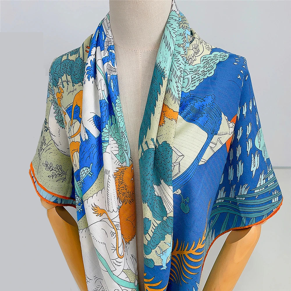 130cm Cashmere Scarf Jungle Animals Brand Winter Scarf Women Pashmina Shawls Keep Warm Square Scarves Wraps Hijab Bandana
