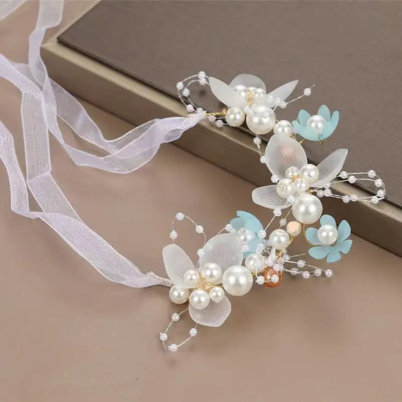 Elegant Girls Headband Lmitated Pearl Hair Headdress Baby Girls Flower Wreath Bride Garland Head Hoop Wedding Headbands Hair