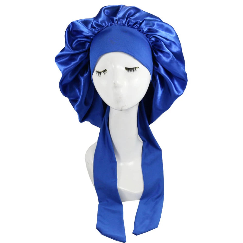 New Satin Hair Cap For Sleeping Invisible Flat Imitation Silk Round Haircare Women Headwear Ceremony Adjusting Button Night Hat