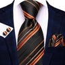 Black Red Striped Silk Wedding Tie For Men Handky Cufflink Gift Men Necktie Fashion Business Party Dropshiping Hi-Tie Designer