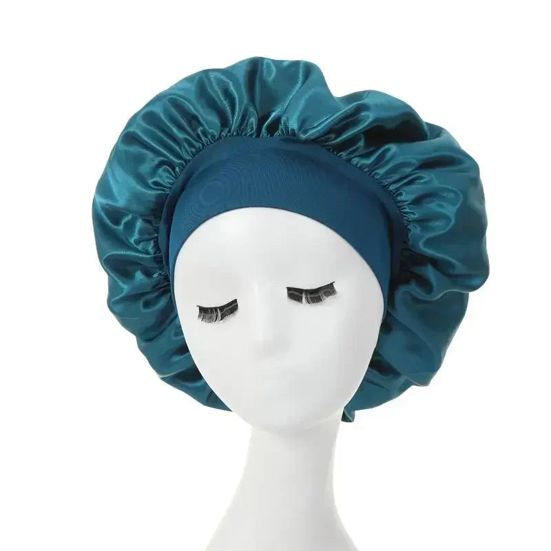 1PC Satin Sleeping Hat Night Sleep Hair Care Bonnet Nightcap Extra Satin Silky Shower Caps Sleep Cap with Premium Elastic Band