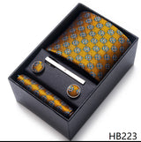 Cravate pour homme, tout nouveau style, cadeau de mariage, ensemble de pochettes, boîte à cravates, accessoires de costume noirs pour hommes