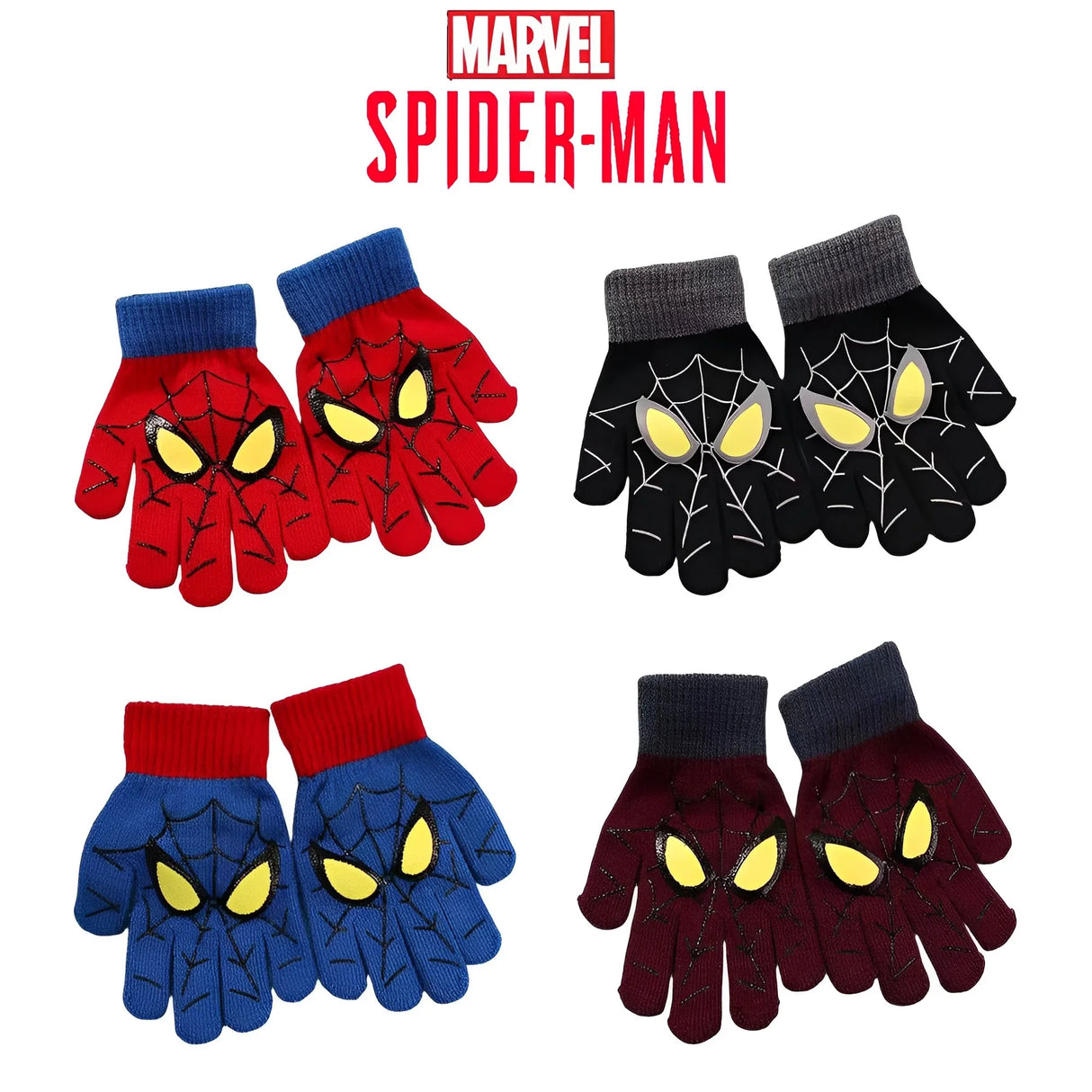 Gants d'hiver chauds pour enfants Spiderman Disney, gants tricotés de dessin animé Marvel, décoration mignonne, cadeaux de Noël pour enfants de 5 à 10 ans