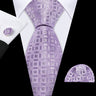 Barry.Wang Ensemble cravate et mouchoir en soie à carreaux pour homme, motif jacquard, idéal pour un mariage, un marié ou une équipe