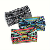 1 Pcs European American Women'S Bohemian Style Elastic Headscarf Fashionable Breathable Cotton Wide Brimmed Hair Accessories