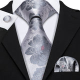 Ensemble élégant de cravates et boutons de manchette en soie à fleurs multiples pour homme, cravate jacquard à fleurs pour mariage, entreprise, fête, événement, Barry.Wang
