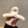 Winter Faux Fur Hair Claw for Women Elegant Acrylic Crab Barrette Hairpin Girl-Hair Accessories Furry Headwear Hair Claw Clip